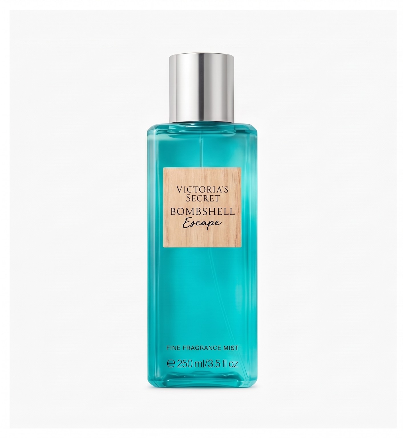 Turkusowa butelka mgiełki zapachowej Victoria’s Secret Bombshell Escape o lekkiej formule do codziennego stosowania