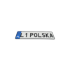 Biała tablica rejestracyjna z czarnym napisem „L1 POLSKA” i niebieskim eurobandem PL, widok z przodu.